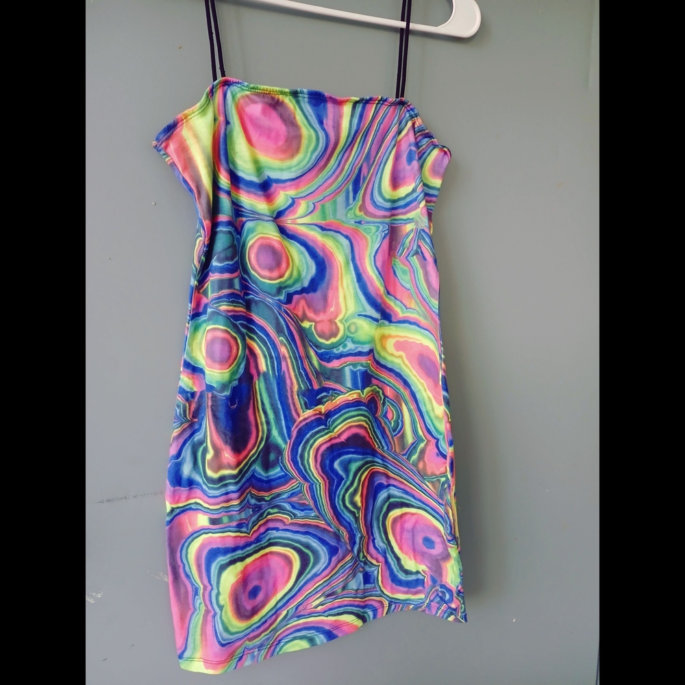 Vintage Y2k Psychadelic Xs/s Mini Dress